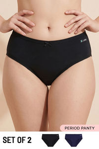 Lavos Medium Rise Full Coverage Hipster Period Panty (Pack of 2) - Black Navy — thumbnail 1